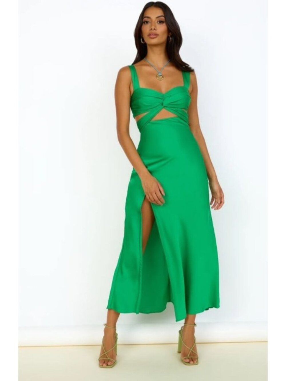 Fortunate One Ivy Grows Maxi Dress Women's Size Medium Green Cutout Back NWT